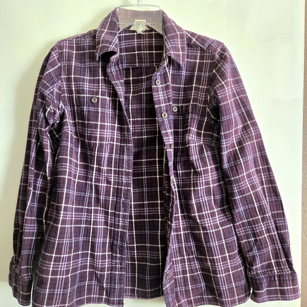 Duluth Trading Co. Purple Plaid Button-Down Shirt